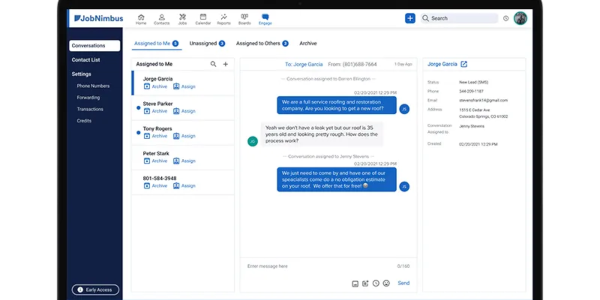 JobNimbus Laptop Engage Conversations