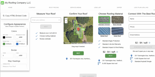 Instant roofer - Embedding efficiency with a free roofing calculator